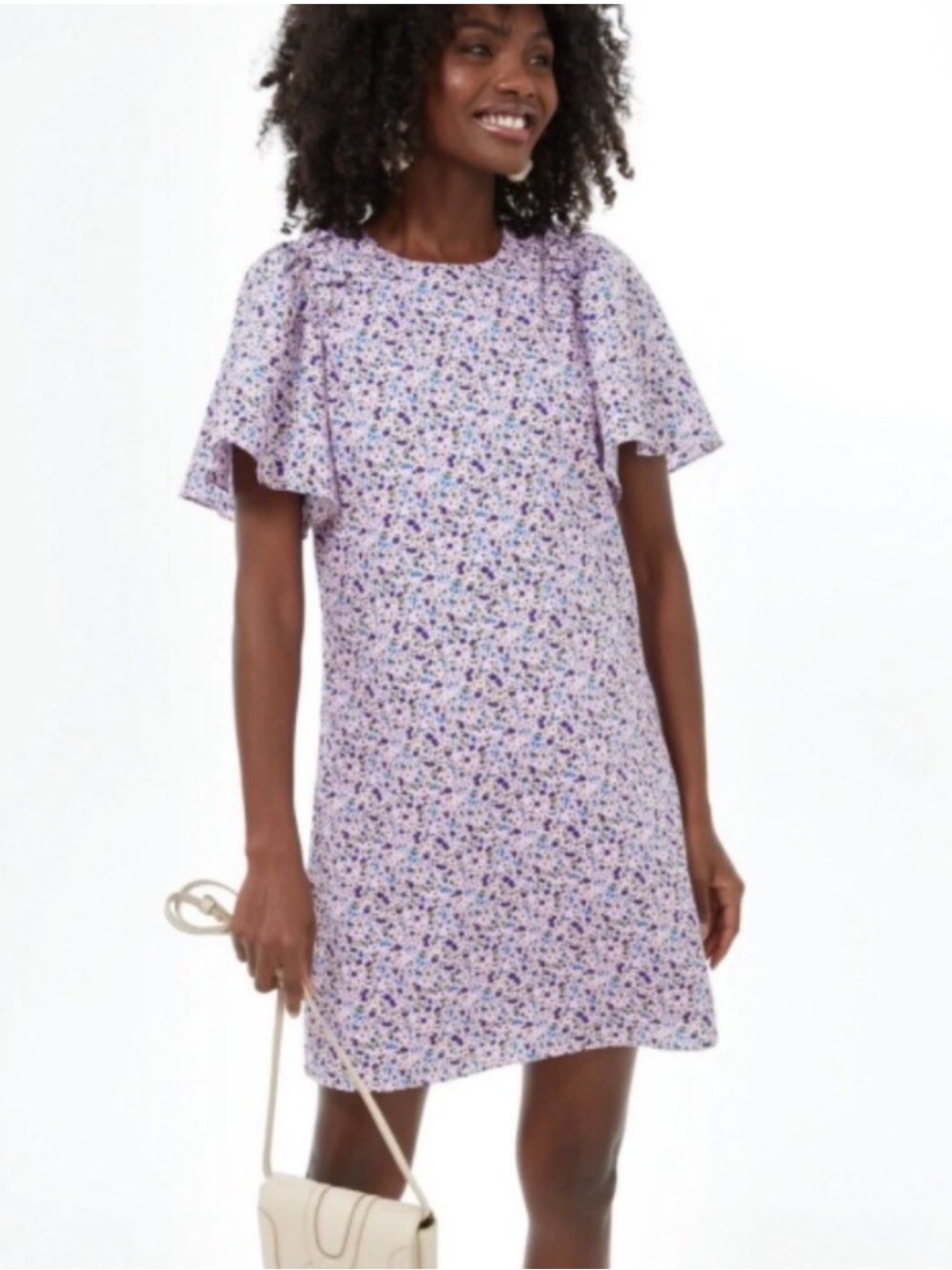 NEW TUCKERNUCK Hyacinth House Lilac Purple Floral Viola Puff Sleeve Mini Dress